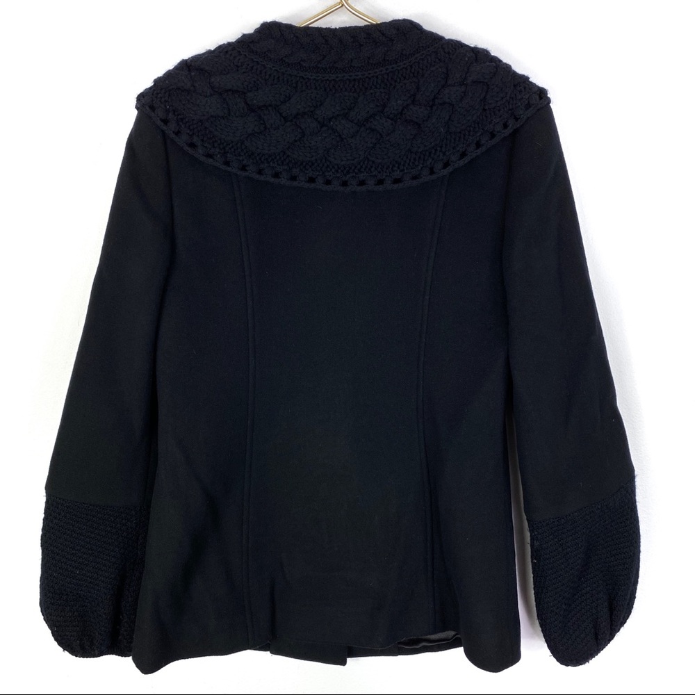 Elie Tahari Black Wool Knit Upper Coat Size Small - Picture 2 of 8